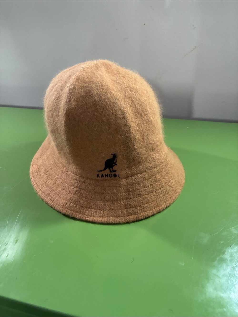 Kangol Caramel Angola Bucket Hat with Black Logo